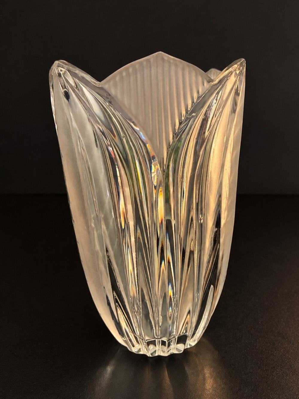 Vintage Avitra Designs Crystal Tulip Vase | Frosted Etched | MCM Modern Decor
